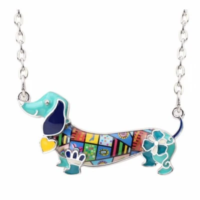 Afbeelding van Teckel ketting Blauw Emaille Charme Bijoux