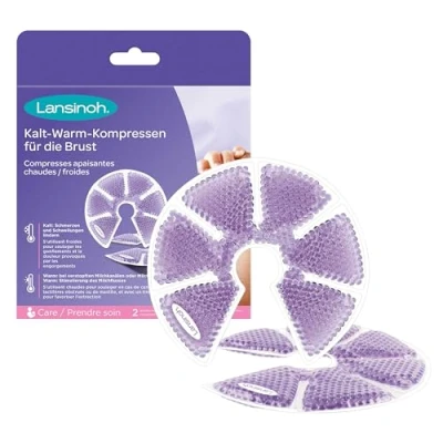 Afbeelding van Lansinoh 10500 3 In 1 Thermoparels, Koel en Warmtekussen voor de Borst, Set van 2, Paars