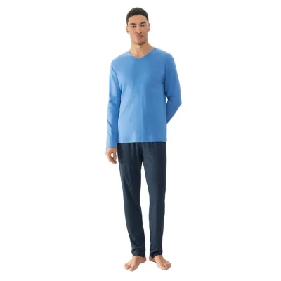 Afbeelding van mey Anzug LANG Serie Micro SET Pyjama, Heren, Maat: 3XL, Recent blue