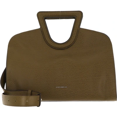 Afbeelding van Coccinelle Leren Handtas Schoudertas Faboula Elephan Handbag Loden Olijfgroen