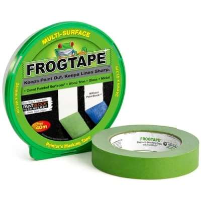 Afbeelding van Frog Tape Groene Multi Oppervlakteschilders Afplakband 24mm x 41.1m. Indoor schilderen en decoreren voor scherpe lijnen geen verfafloop