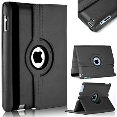 Afbeelding van Draaien 360 Lederen Case Voor Apple iPad Air 1 (2013) 2 (2014) en 5e Generatie (2017) 6e (2018) (zwart)