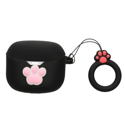 Afbeelding van kwmobile case compatibel met JBL Tune Flex Hoesje voor oordopjes in zwart/wit Kat