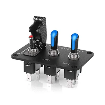 Afbeelding van Jtron Auto schakelbord 12v 20a tuimelschakelaar aan uit 3 posities blauwe LED voor racing snelafdekkingsschakelaar boot en campers