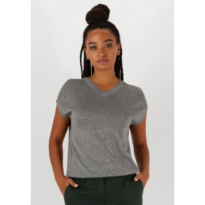 Afbeelding van Beaumont dames Dion top met lurex en V hals in de kleur Grijs, maat: XS