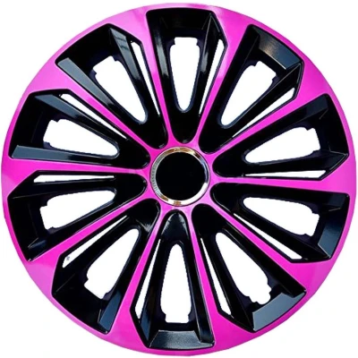 Afbeelding van NRM wieldoppen 14&quot; zwart met roze set van 4 stuks ABS / Duurzaam Resistant