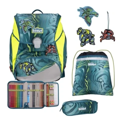 Afbeelding van Scout Schooltas Alpha Set 4 delig Action Blauwgrijs