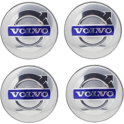 Afbeelding van 4 Stuks Naafkappen voor Volvo 65mm, Auto Wieldop Sticker Wieldoppen Velgen Badge Wielnaafdoppen Logo Embleem Accessoires,Silver