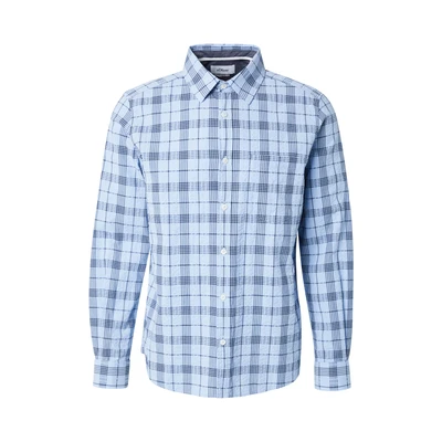 Afbeelding van s.Oliver Regular FIT Kariertes MIT Kentkragen Overhemd, Heren, Maat: Small, Himmelblau