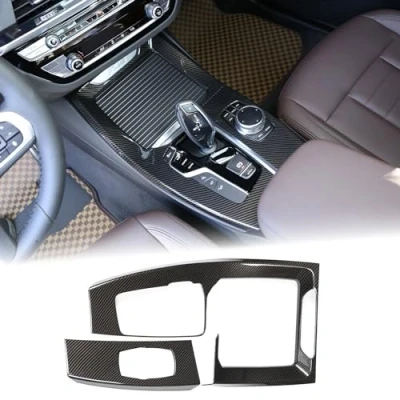 Afbeelding van Koolstofvezel Stijl Voor X3 X4 G01 G02 2018 2019 Jaar Auto ABS Center Console Versnellingsbak Decoratie Panel Cover Trim Accessoires