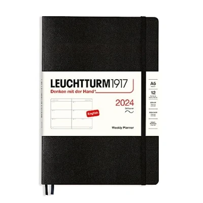 Afbeelding van Leuchtturm1917 weekplanner agenda 2024 a5 softcover 12 maanden zwart
