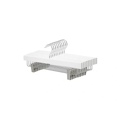 Afbeelding van Amazon Basics Kleerhangers met clips, hout, set van 10, wit