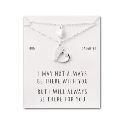 Afbeelding van Philip Jones Moeder Dochter Stuk van Mijn Hart Ketting Set, Verzilverd