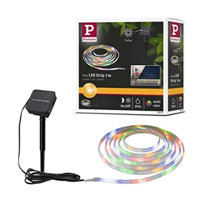 Afbeelding van Paulmann 78897 Ledstrip op zonne energie, 3 m, met schemersensor en batterij, IP44, 0,3 W, 16 leds, RGBY zwart kunststof