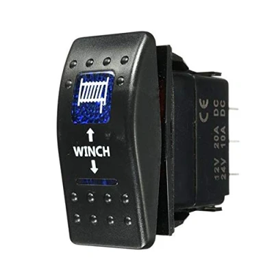 Afbeelding van Mintice 12V 20A Tuimelschakelaar Blauw LED licht Schakelaar AAN/UIT/AAN Momentschakelaar Wipschakelaar Drukschakelaar Waterdichte Auto Vrachtwagen Boot 7Pin Winch In Out