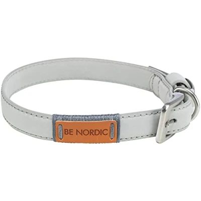 Afbeelding van Trixie Be Nordic Leren halsband Lichtgrijs S M