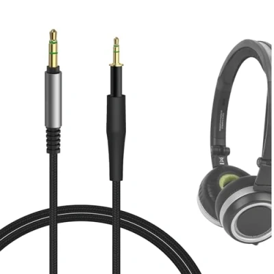Afbeelding van GEEKRIA Apollo Upgrade kabel voor AKG K430 K450 K451 K452 Q460 K480, JBL J55 J55a J55i J88 J88a J88i hoofdtelefoon en meer/Tangle Free Premium Headphone vervanging Audio Cord (Black 2ft)