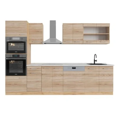 Afbeelding van Vicco Complete keukeneenheid R Line, Sonoma/Goudkraft eik, 300 cm met hoge kast, WB Marmer