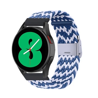 Afbeelding van Braided nylon bandje Blauw / wit Xiaomi Mi Watch S1 Pro Active S2
