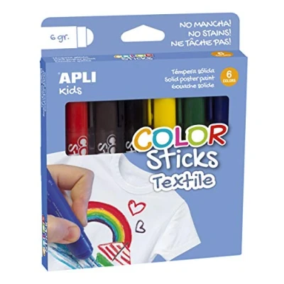 Afbeelding van Apli Kids Textiel Verfsticks 6x