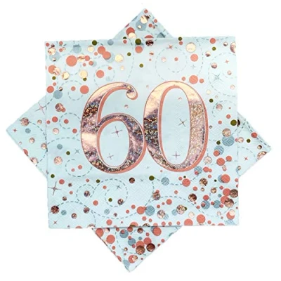 Afbeelding van Oaktree Servetten 60 jaar Rose Gold (16 stuks)