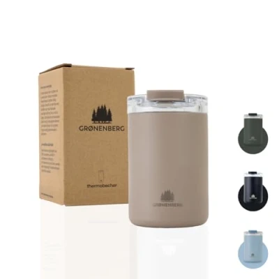 Afbeelding van Thermosbeker 350 of 470 ml, koffiebeker voor onderweg, 100% lekvrij, houdt minstens 4 uur warm Coffee to go beker gemaakt van gerecycled roestvrij staal (Earth, ml)