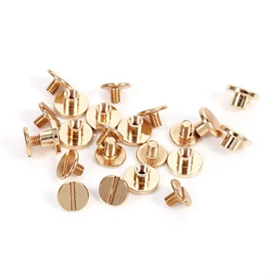 Afbeelding van Messing Knopschroeven, 10 Sets 5/6.5/8mm Massief Knop Stud Screwback voor Riem Klinknagel DIY Goud (5mm)