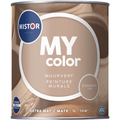 Afbeelding van histor my color muurverf extra mat sombrero tan 1 ltr