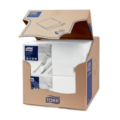 Afbeelding van Tork Lunchservet 33x33cm 2 laags 1/4 vouw Wit 477149