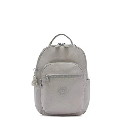 Afbeelding van Kipling Seoul S rugzak voor dames, Grijs Gris 254, 10&quot;L x 13.75&quot;H 4.5&quot;D, kleine tablet duurzame, gewatteerde schouderbanden met tablethoes, schooltas