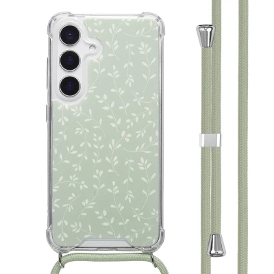 Afbeelding van imoshion Hoesje Geschikt voor Samsung Galaxy S25 Design met Koord Smoke Green Flowers