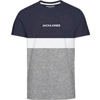 Afbeelding van JACK &amp; JONES ESSENTIALS gestreept regular fit T shirt JJEREID donkerblauw