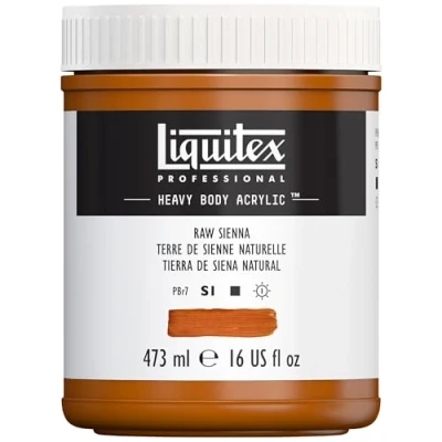 Afbeelding van Liquitex 4412330 Professional Heavy Body acrylverf in kunstenaarskwaliteit met uitstekende lichtechtheid en boterachtige consistentie, 473ml Pot, Raw Sienna