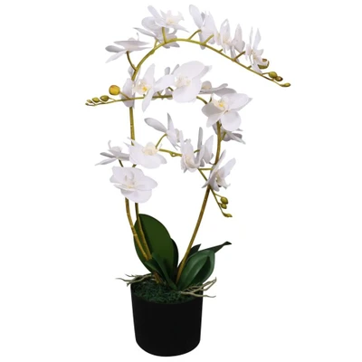 Afbeelding van Kunst orchidee plant met pot 65 cm wit
