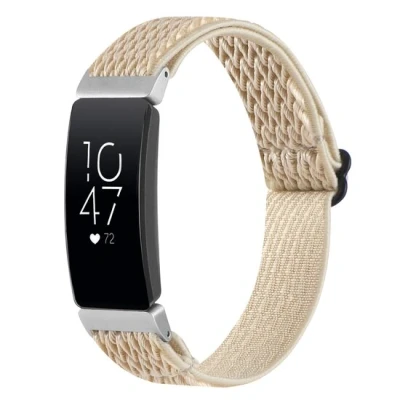 Afbeelding van FitBit Inspire 2 Elastische solo loop nylon bandje Beige