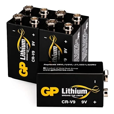 Afbeelding van GP Lithium 9 volt blokbatterijen, E blok 5 stuks blokbatterijen 9V batterij ideaal voor bijvoorbeeld rookmelders, brandmelders, microfoons enz.
