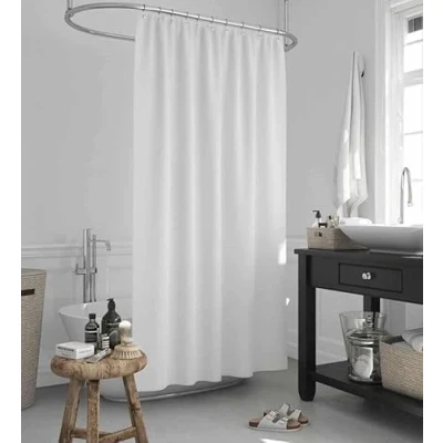 Afbeelding van KS Handel 24 Textiel douchegordijn wit incl. ringen overlengte / 180 x 250 cm