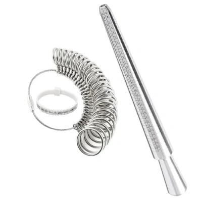 Afbeelding van TRKETK 3 delige ringmaatmeter, maat Meten UK A Z Ring Meetgereedschap Doorn Stok Sieraden Maatgereedschap voor Ringen Vrouwen Mannen Vingermeter, metaal