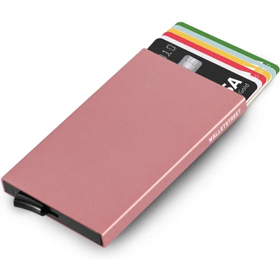Afbeelding van Walletstreet Slim Fit Uitschuifbare Pasjeshouder Aluminium Creditcardhouder Card Protector Anti Skim/ RFID 8 Pasjes Roze