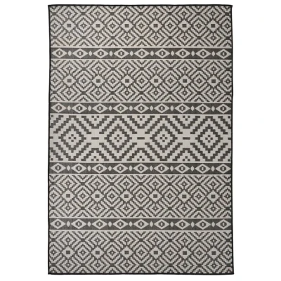 Afbeelding van vidaXL Buitenkleed met patroon platgeweven 160x230 cm zwart