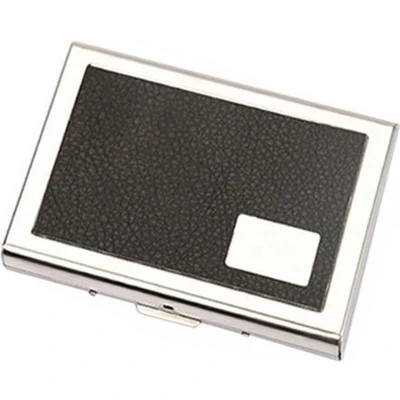 Afbeelding van Pasjeshouder Creditcardhouder Creditcard Case Visitiekaarthouder Pasjes Wallet Portemonnee Kaarthouder Creditkaarthouder Zilver met zwart (kunst)leder