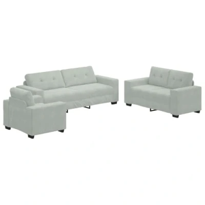 Afbeelding van vidaXL Sofa Set van 3 Licht Grijs Fluweel 100 x 78 80 cm