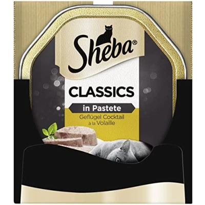 Afbeelding van Sheba Classics in Paté Kattenvoer met Fijne Stukjes Gevogelte Cocktail Graanvrij 22 x 85g