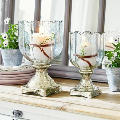 Afbeelding van LOBERON Windlicht set van 2 Jovique helder/zilverkleurig