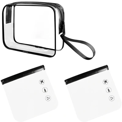 Afbeelding van Transparante toilettas waterdicht set van 3 zwart