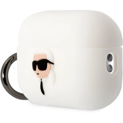 Afbeelding van Karl Lagerfeld KLAP2RUNIKH hoesje voor AirPods Pro 2 cover wit Siliconen Head 3D