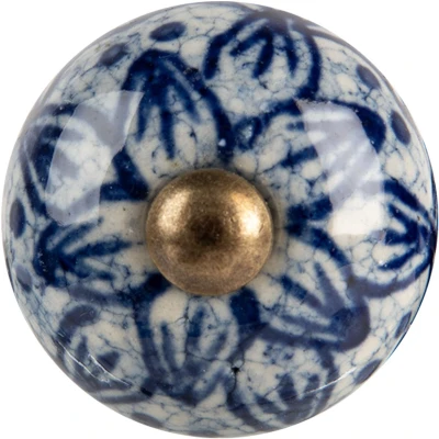 Afbeelding van Clayre &amp; Eef Deurknop Ø 3x3 cm Blauw Keramiek