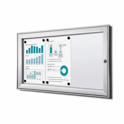 Afbeelding van Vergrendelbaar Notitiebord Indoor B1 Brandwerend Zilver 3x A4