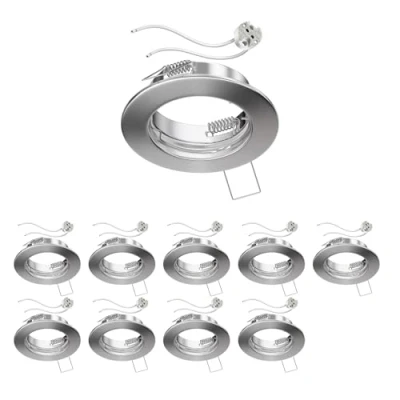 Afbeelding van ledscom.de 10 stuks Plafond inbouwframe FERE mat chroom (LED/halogeen/MR16/50mm) incl. GU5.3 fitting