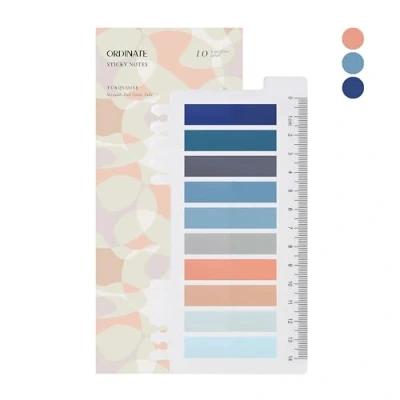 Afbeelding van Ordinate 200 stuks plakstrips, transparante zelfklevende notities, sticky notes, indextabs, beschrijfbare markeerstiften, pastel, stationaire benodigdheden, boekenaccessoires (F turquoise)